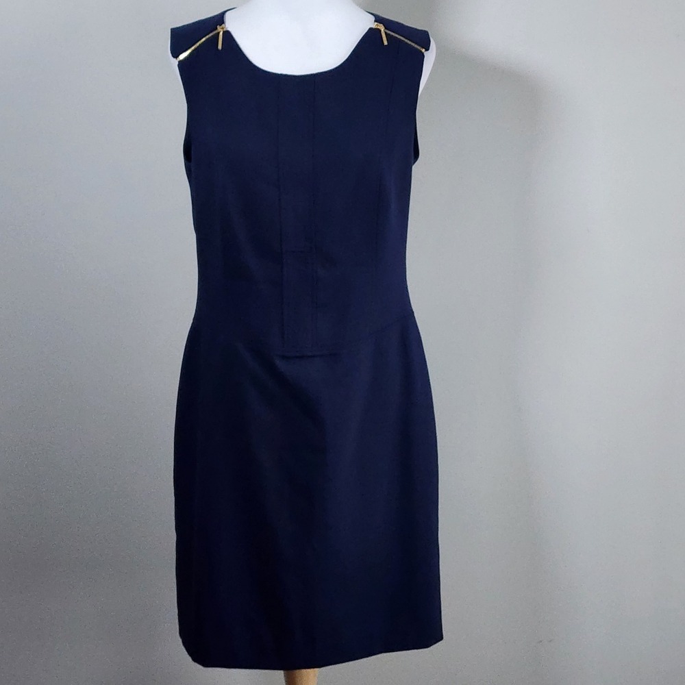 Anne Klein Sheath Dress Womens 10 Navy Blue Career Professional Corporate
Office